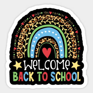 Welcome Back To School Funny Leopard Rainbow Sticker